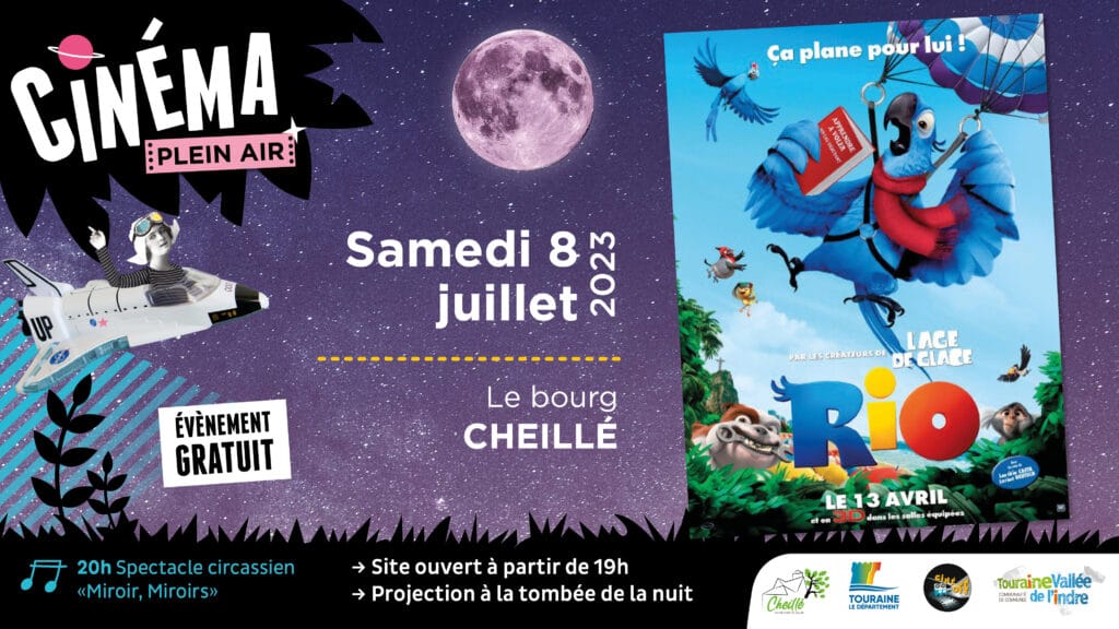 Visuel long du Cinéma plein air à Cheillé le 08 juillet 2023 : Film Rio