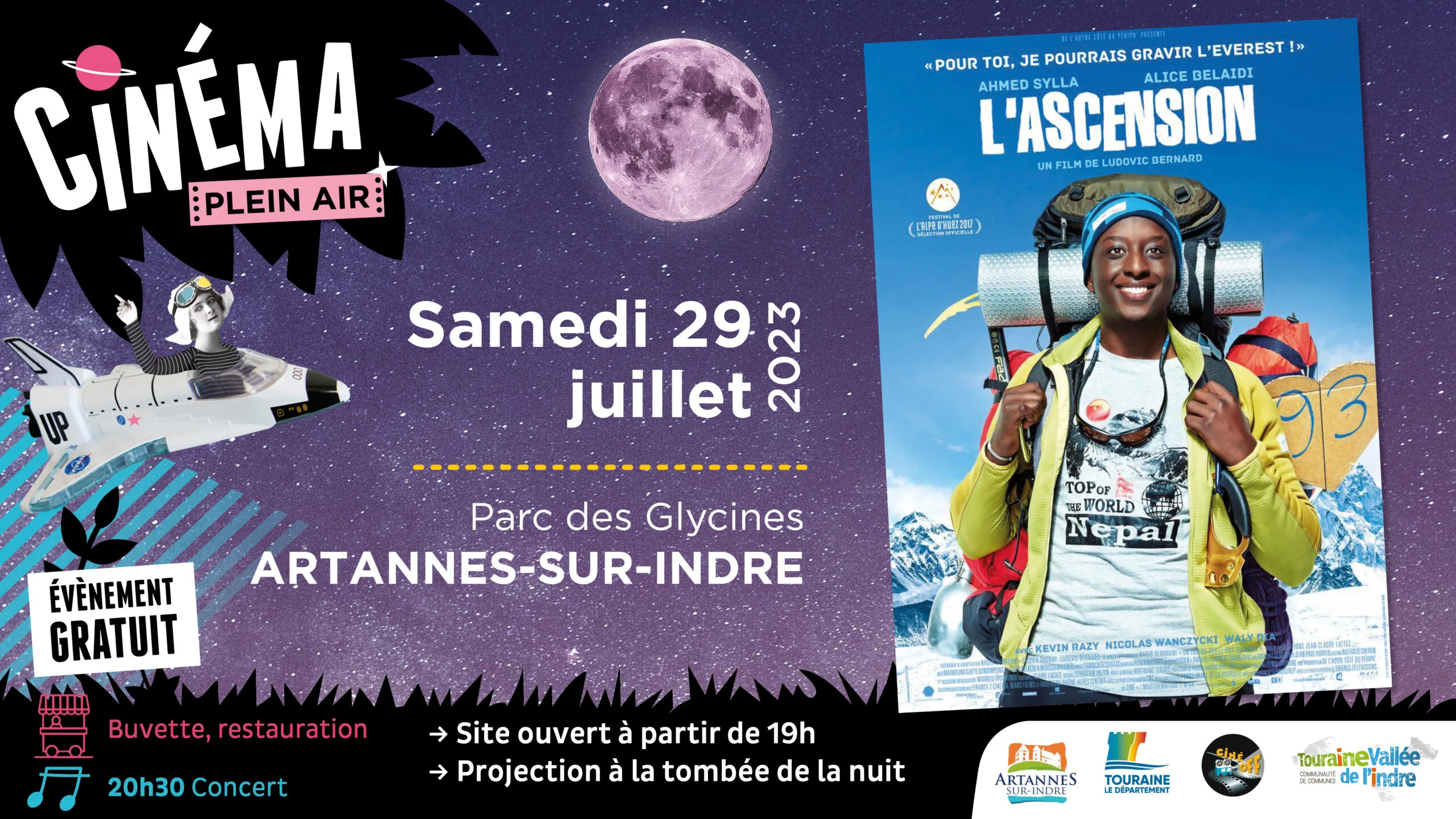 Visuel cinéma plein air à Artannes-sur-Indre 29 07 2023 film l'ascension