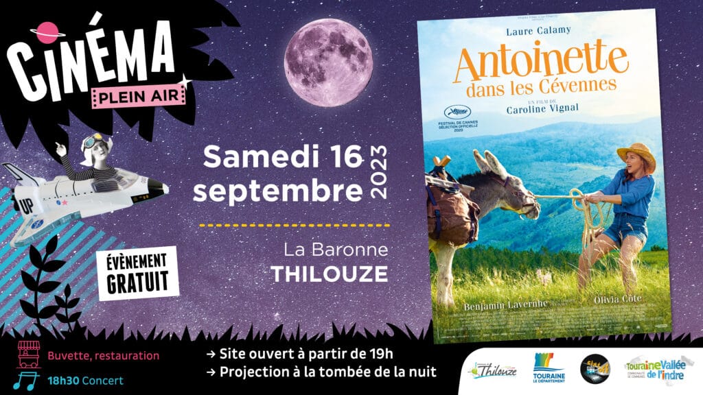 Visuel cinéma plein air à Thilouze 16 09 2023 film Antoinette dans les Cevennes