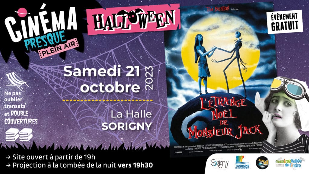 Visuel Ciné presque en plein air d'HAlloween Film : L’Etrange Noël de Monsieur Jack Samedi 21 octobre Sous la halle de Sorigny