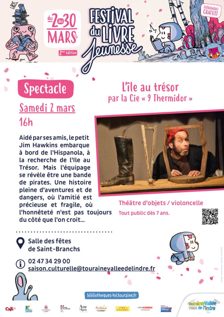 Affiche de l'évènement "l'île au trésor" Samedi 2 mars 2024 - 16h Salle des fêtes de Saint-Branchs