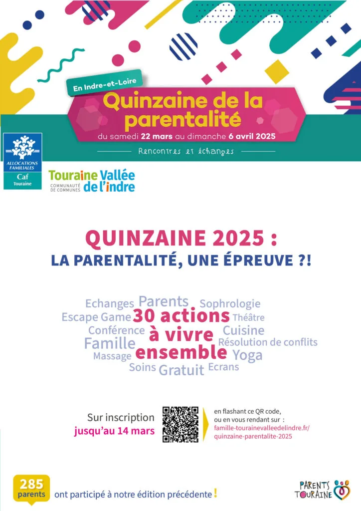 Touraine Vallée de l'Indre organise en 2025 sa deuxième édition de la Quinzaine de la Parentalité