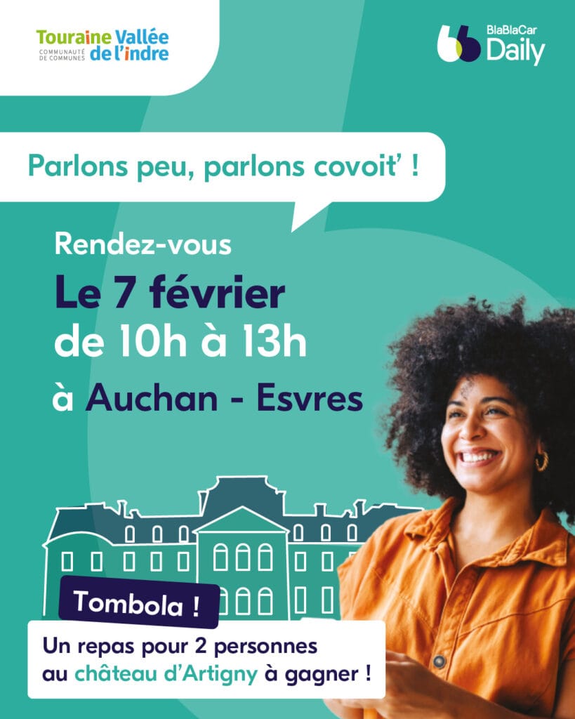 Visuel animation BlaBlaCar Daily le 7 février 2026 au Auchan de Esvres-sur-Indre
