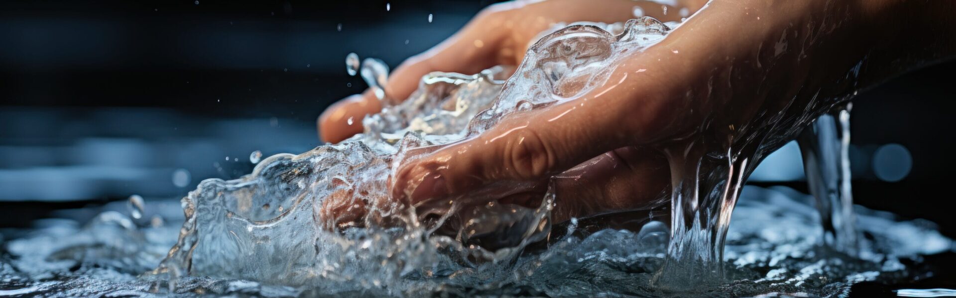 Close-up of a young woman washing her hands.